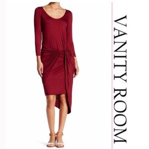 new! The Vanity Room | Knot Dress Burgundy Super soft Rayon Stretch Jersey
